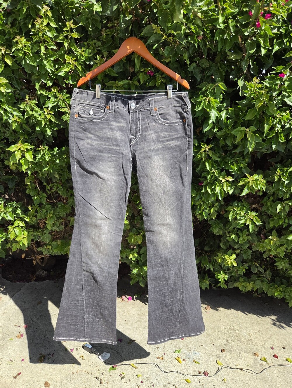 True Religion Joey Tranquil Dream Low Rise Flare Jeans 32 Gray Wash NWT